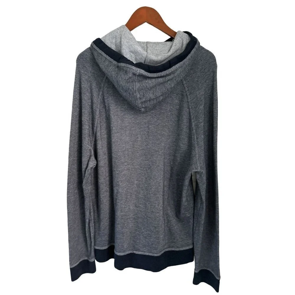 Banana Republic Knit Cotton Hood Sweatshirt Blue Drawstring Size XL